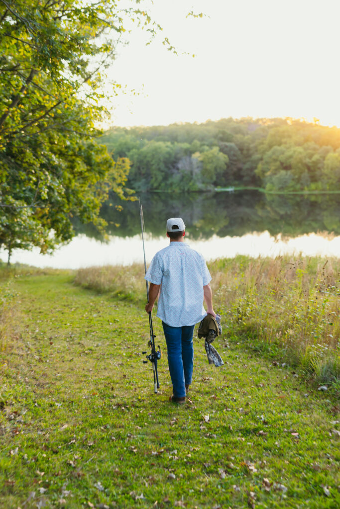 High school senior session with fishing