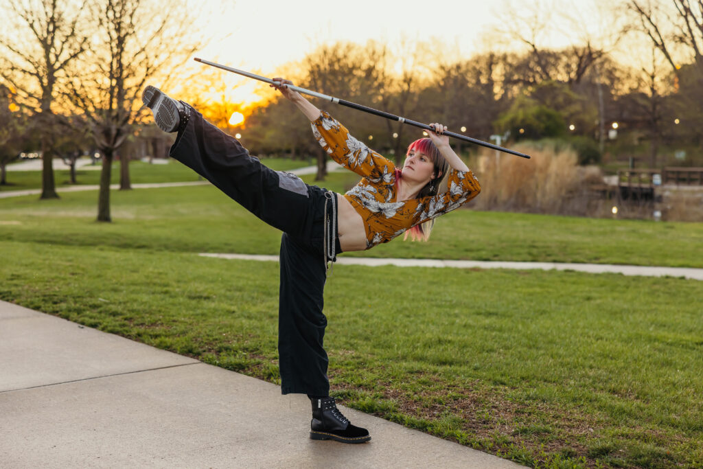 Kansas City high school senior showing off martial arts kick