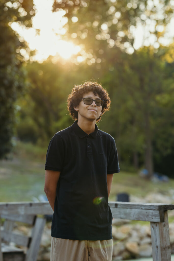 Kansas City senior boy outdoor sunset portrait session