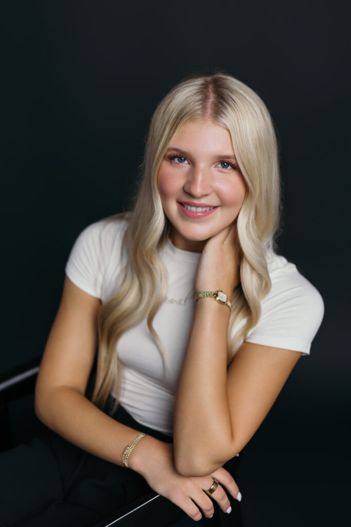 Clean and classic high school senior session in the studio