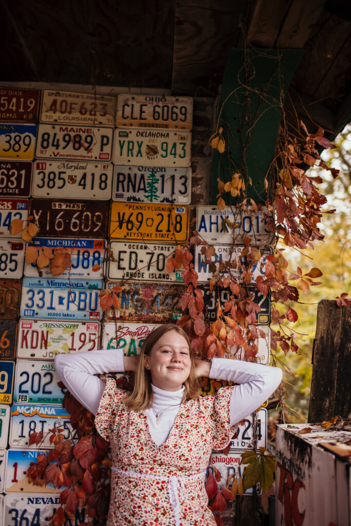 High school senior posing for natural light portraits in Kansas City