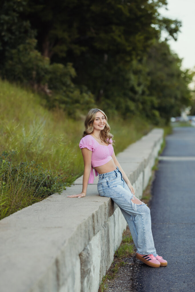 High school senior girl at Shawnee Mission Park in Johnson County, KS