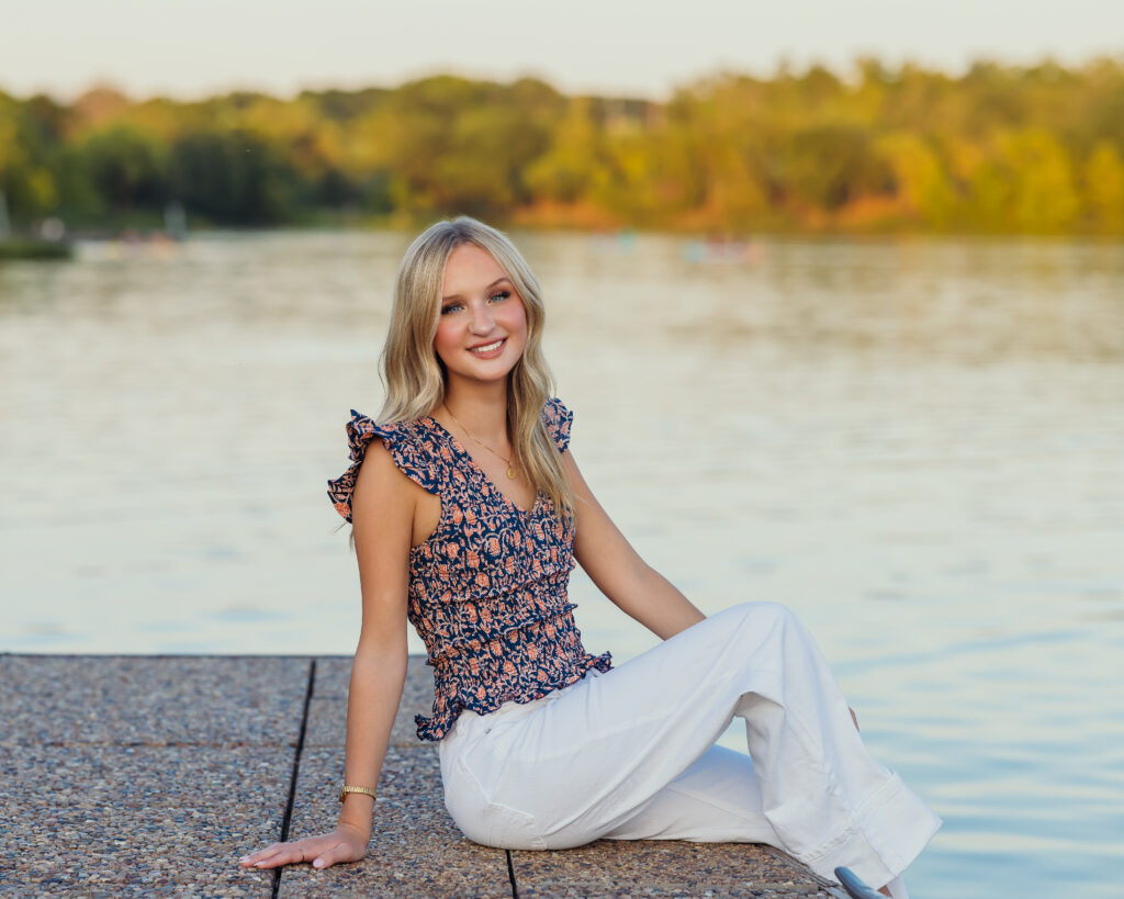 High school senior girl photo session at lake