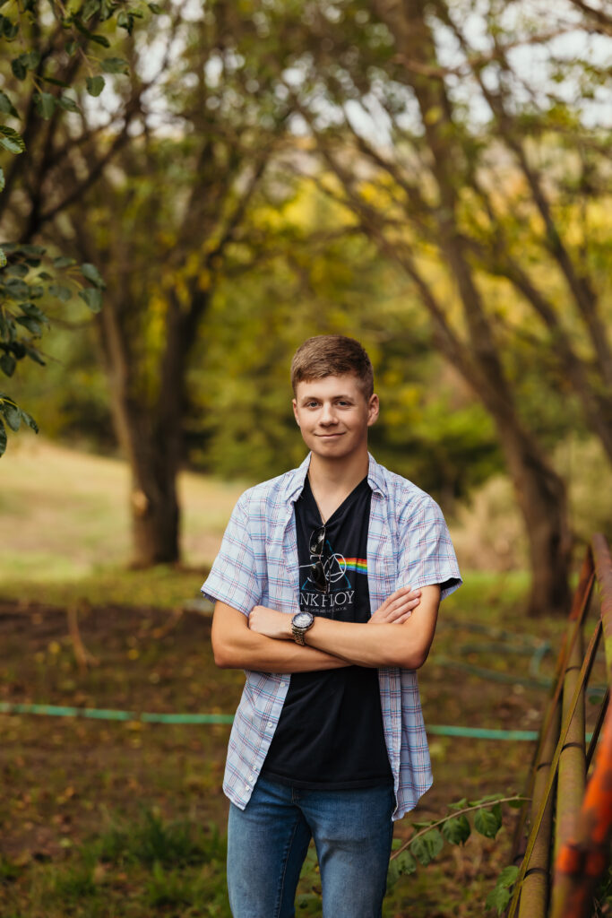 High school senior boy in a nature setting