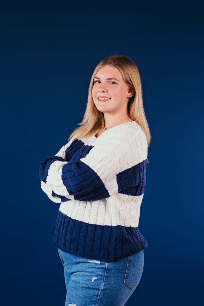 KC high school senior girl blue studio session