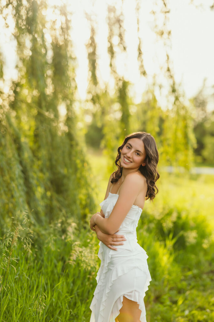 High school senior girl during golden hour