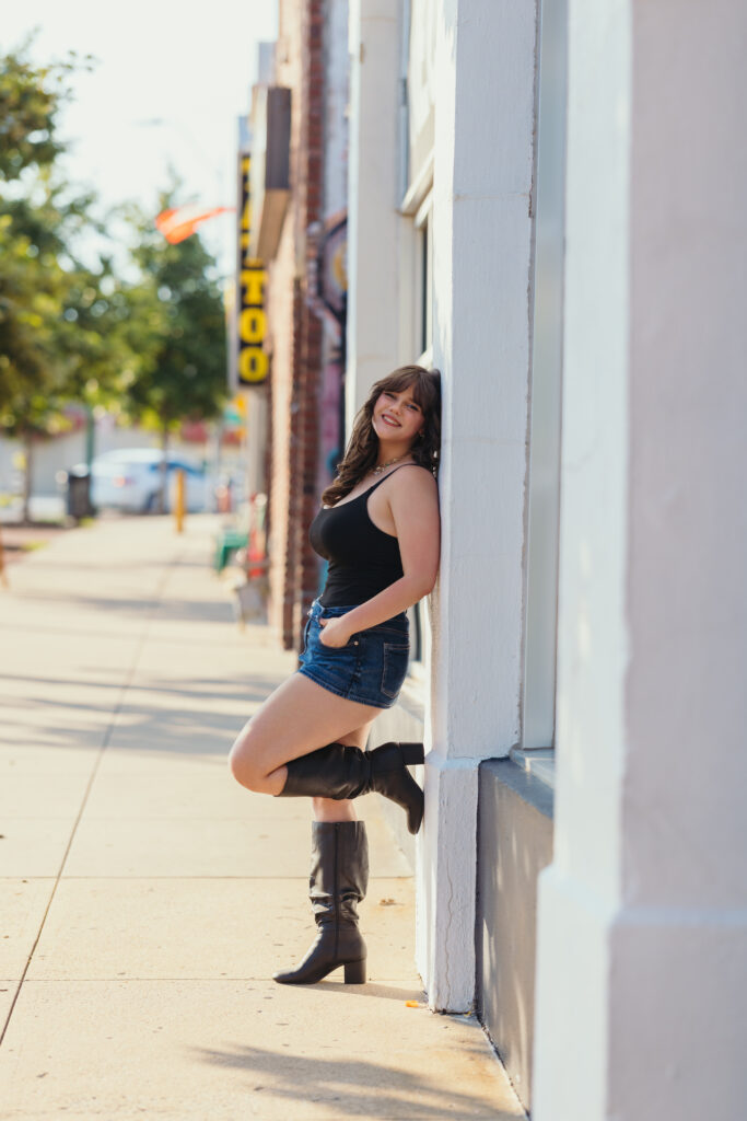 High school senior posed in Westport Kansas City