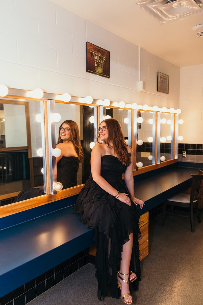 Kansas City senior photos celebrating her love of music and theater with dressing room photos