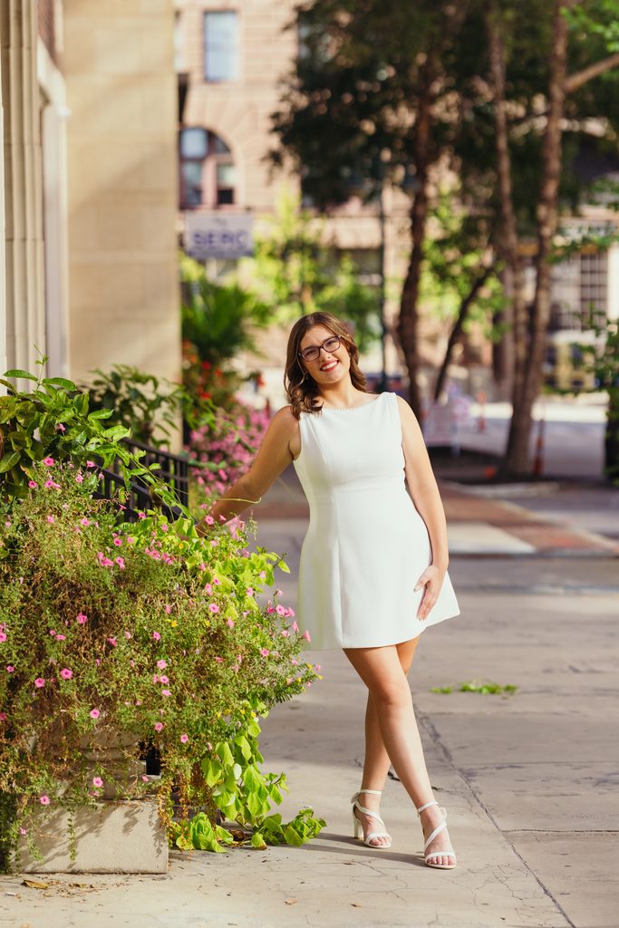 Kansas City senior photos in downtown Kansas City, MO with urban vibes