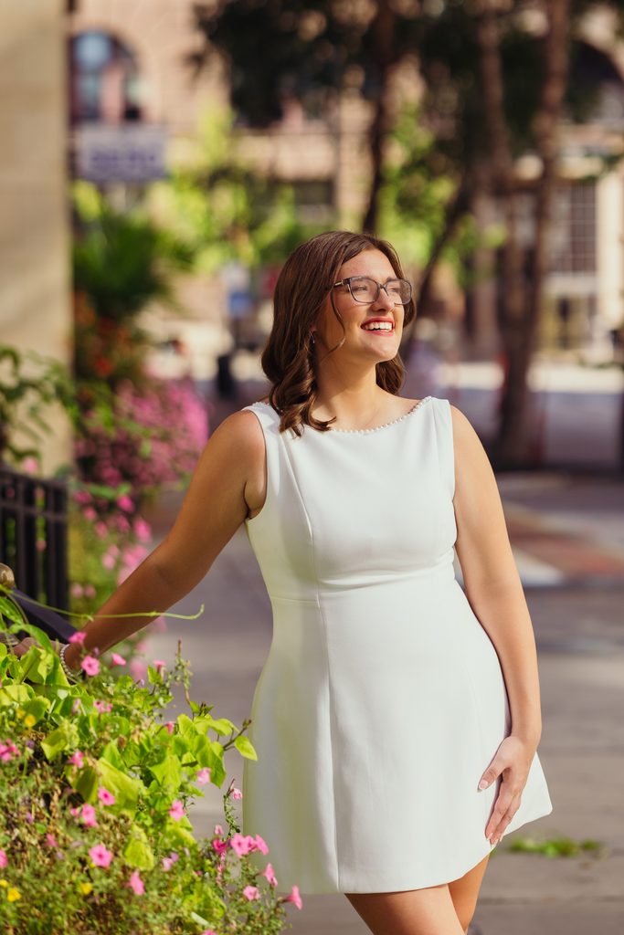 Kansas City senior photos in downtown Kansas City, MO with urban vibes