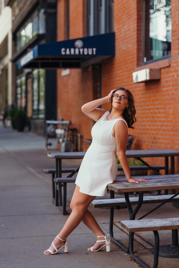 Kansas City senior photos in downtown Kansas City, MO with urban vibes