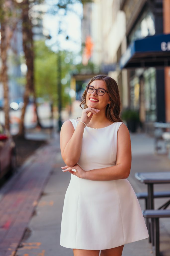 Kansas City senior photos in downtown Kansas City, MO with urban vibes